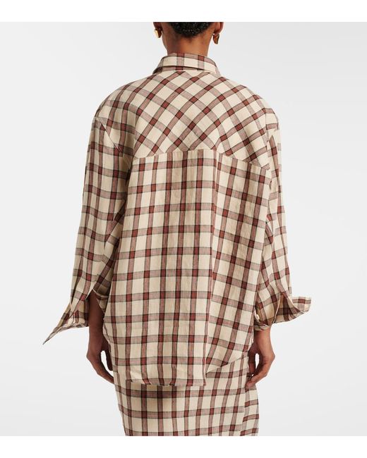 Rohe Pink Checked Linen Shirt