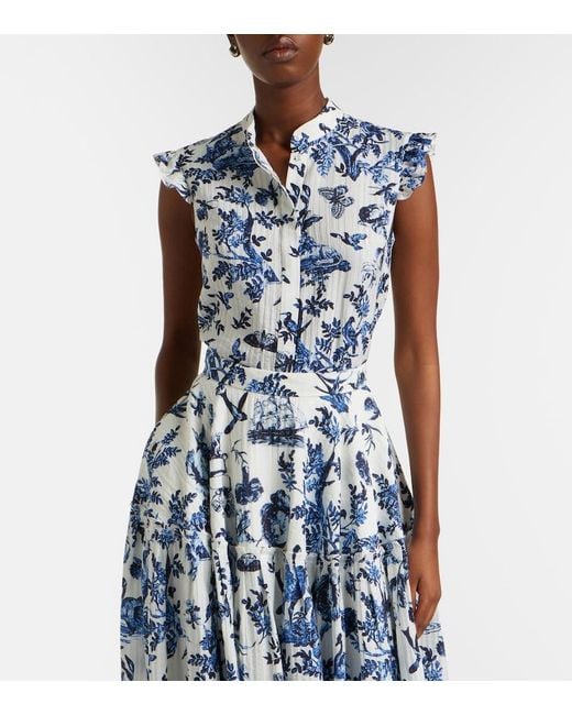 Erdem Blue Floral Jacquard Top