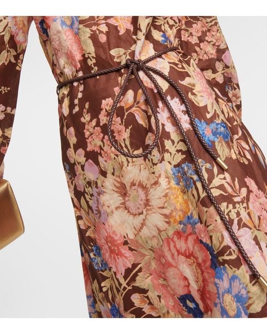 Zimmermann Brown August Floral Linen Maxi Dress