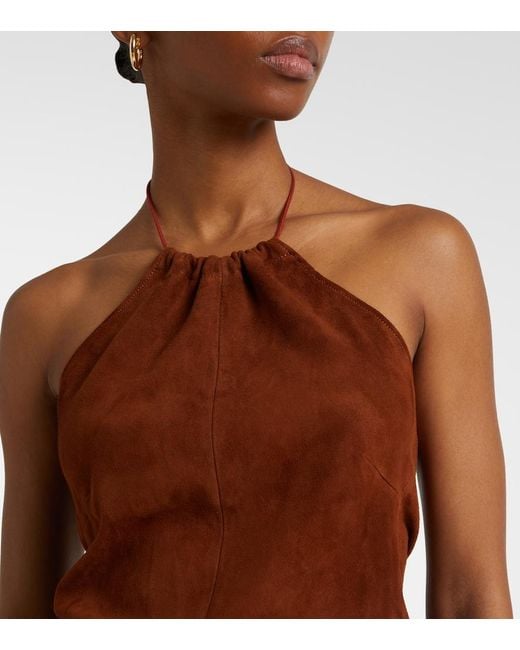 Stouls Brown Halterneck Suede Top
