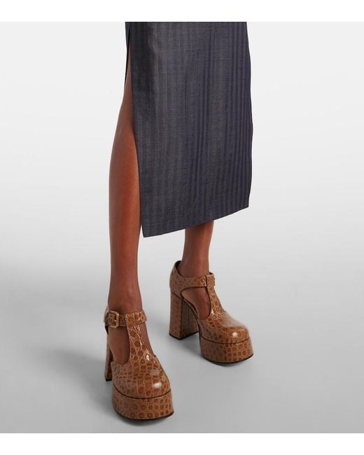 Etro Blue Wool-Blend Pencil Skirt