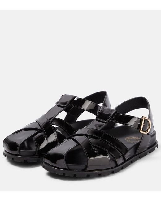 Dries Van Noten Black Patent Leather Sandals