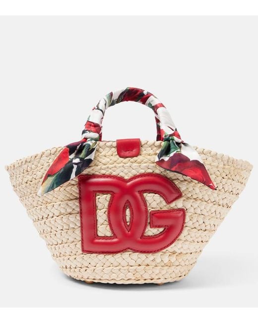 Dolce & Gabbana Pink Kendra Small Straw Basket Bag