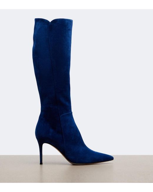 Gianvito Rossi Blue Suede Knee-High Boots