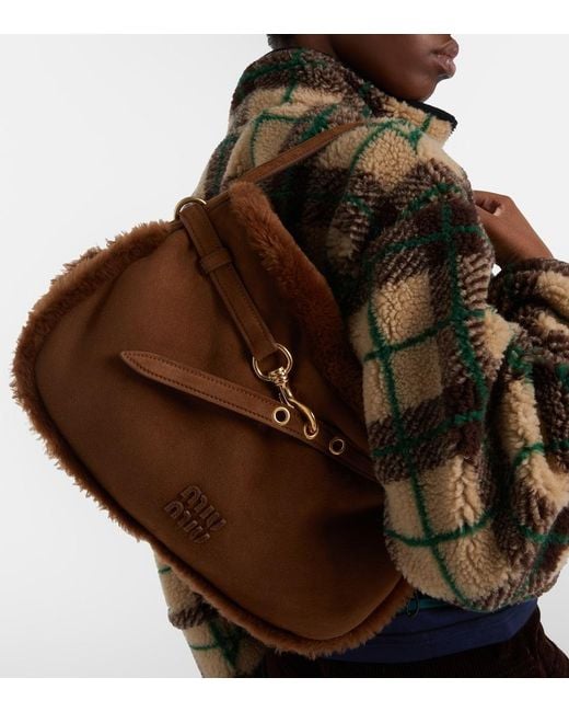 Miu Miu Brown Aventure Suede Shoulder Bag