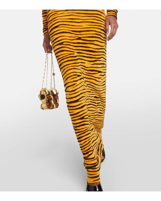 Rabanne Metallic Tiger-print Velvet Maxi Dress