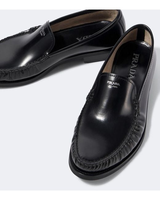 Prada Black Leather Loafers for men