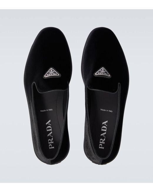 Prada Slip-Ons Aus Samt in Black für Herren