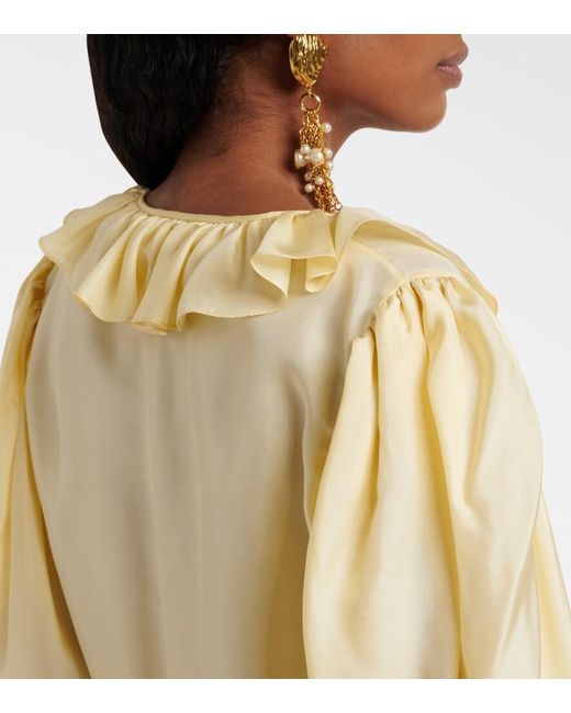 Chloé Yellow Ruffled Silk Habutai Blouse