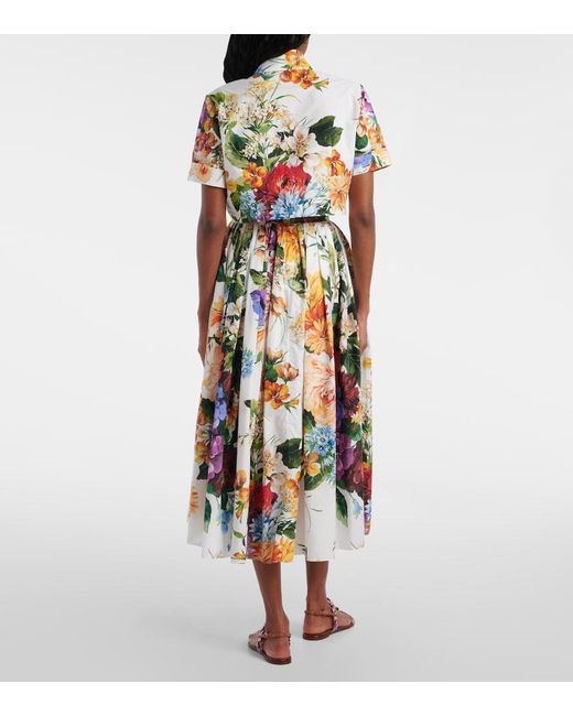 Dolce & Gabbana Multicolor High-Waisted Skirt With A Floral Bouquet Print