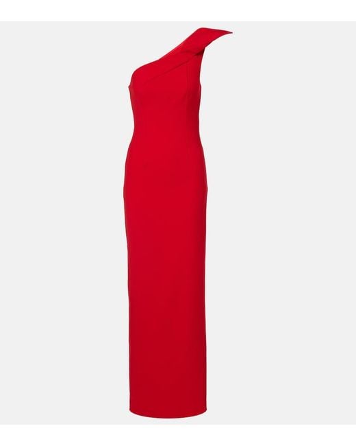 Roland Mouret Red One-Shoulder Crepe Gown