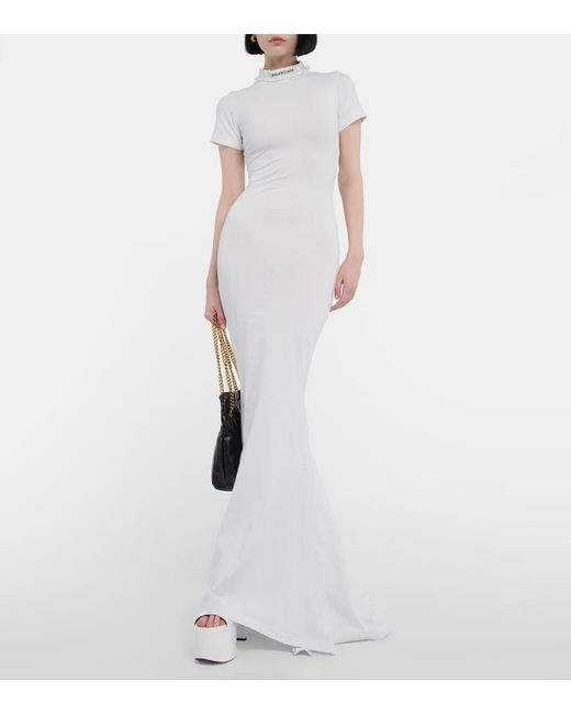 Balenciaga White T-shirt Jersey Maxi Dress