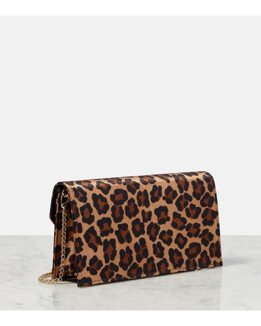 Christian Louboutin Loubi54 Leopard Print Satin Clutch in Brown Lyst