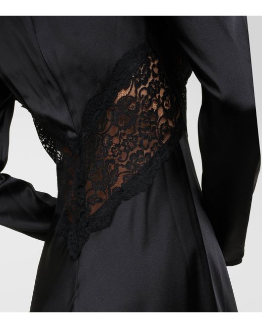 Robe longue en soie et dentelle Rodarte en coloris Black