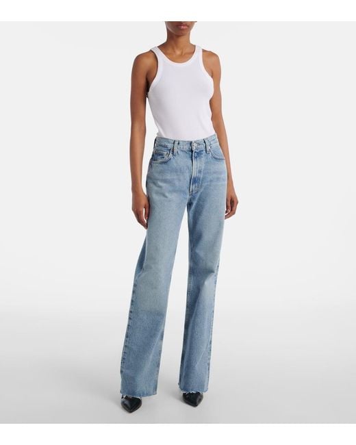 Agolde Blue Leena High-Rise Flared Jeans