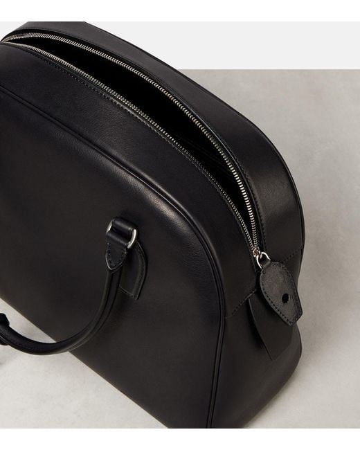 The Row Black India Medium Leather Tote Bag
