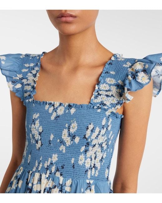 Rixo Blue Sidney Floral Cotton Minidress