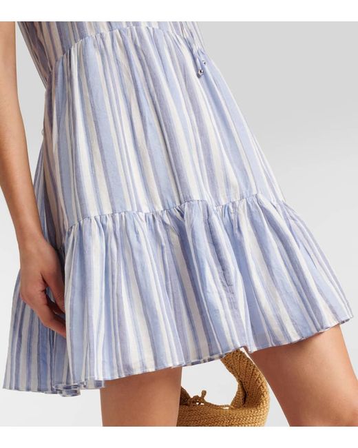 Veronica Beard Blue Striped Cotton Minidress