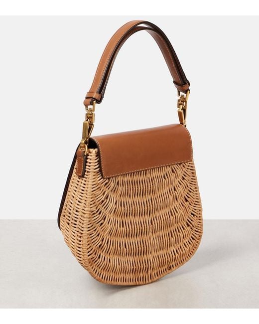 Saint Laurent Brown Voltaire Leather And Wicker Tote Bag