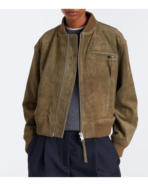 Arma Green Elysia Suede Bomber Jacket