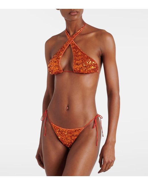 Oseree Orange Pailettes Bikini