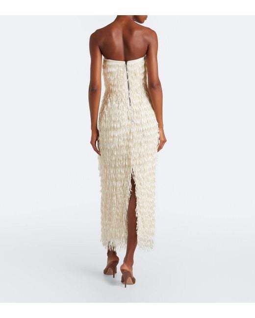 Maticevski White Marigold Fringed Bustier Gown