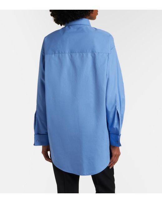 Balenciaga Blue Asymmetric Cotton Poplin Shirt