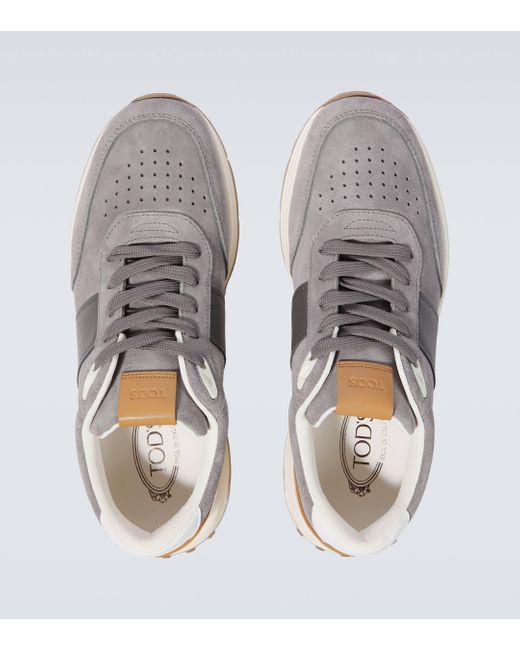 Tod's White Leather-trimmed Suede Sneakers for men