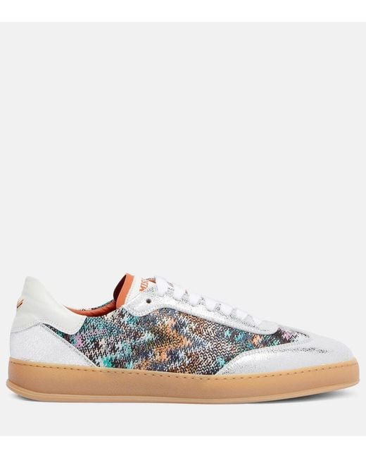 Missoni White Zigzag Metallic Leather Sneakers