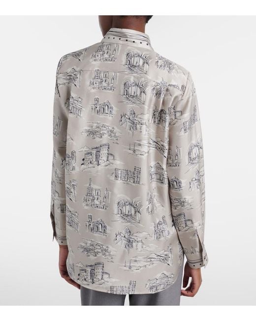 Max Mara Natural Fado Printed Silk Shirt