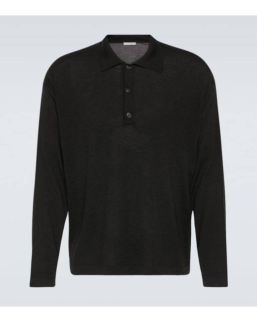 The Row Black Djon Wool Polo Sweater for men