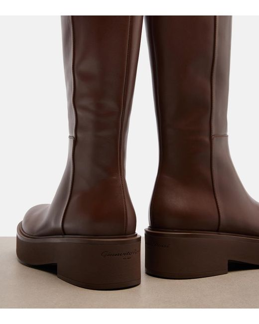 Gianvito Rossi Brown Hiro Leather Knee-High Boots