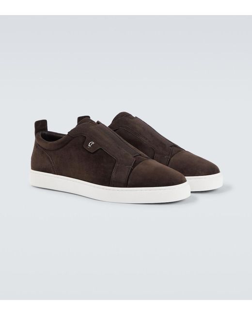 Christian Louboutin Brown St Louis Suede Slip-On Sneakers for men