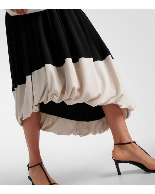 Victoria Beckham Black Colorblocked Jersey Midi Dress