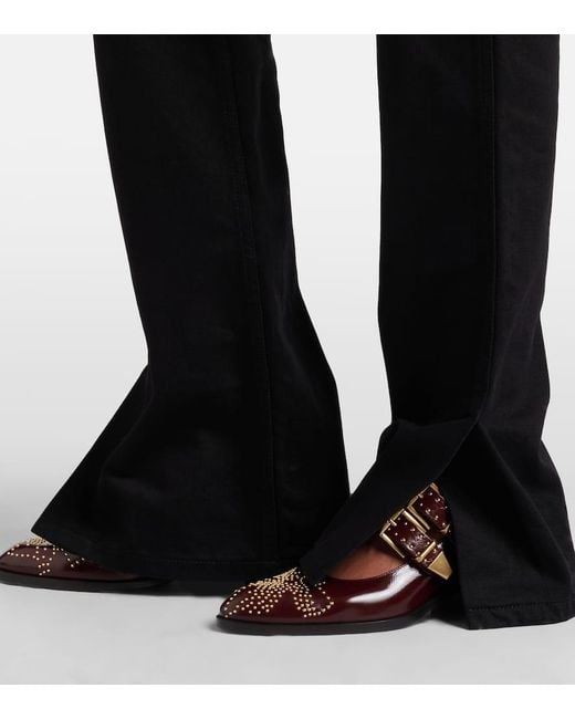 Chloé Brown Susanna 40 Studded Leather Mary Jane Pumps