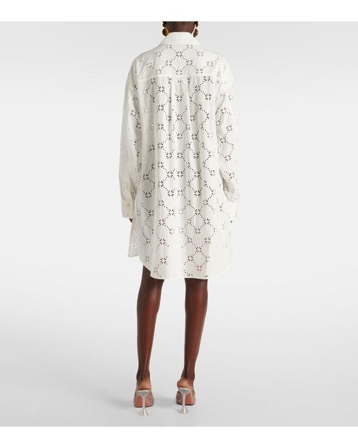 Area White Draped Cotton Shirt Dress