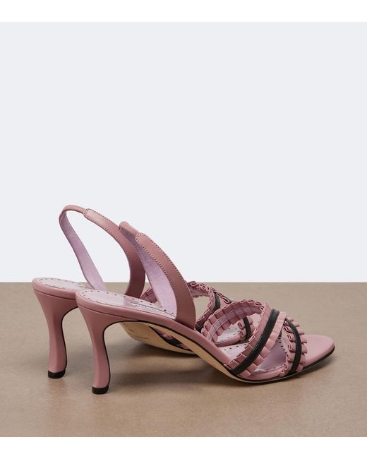 Manolo Blahnik Pink Volusan Leather Slingback Sandals