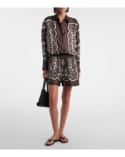 Nili Lotan Black Alfie Printed Silk Twill Shirt