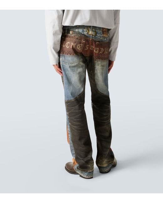 Acne Gray Trompe L'Oil Low-Rise Straight Jeans for men