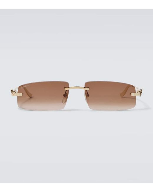 Cartier Brown Panthere De Cartier Rectangular Sunglasses for men