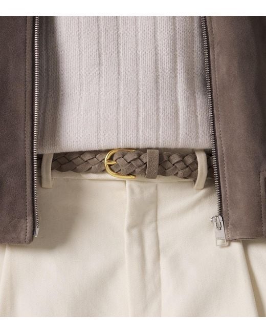 Lardini Brown Braided Suede Belt for men