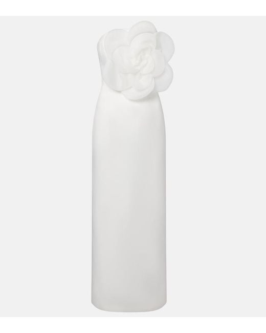 LEO LIN White Floral-Applique Maxi Dress