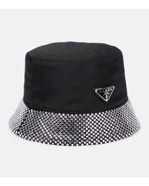Prada Black Fischerhut Mit Kristallen