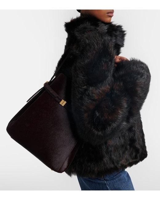 Totême  Black Calf Hair Bucket Bag