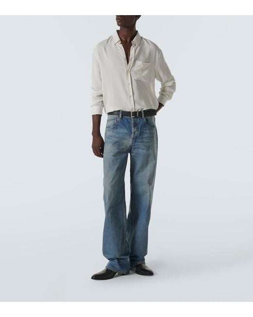 Saint Laurent Blue Mid-Rise Straight Jeans for men
