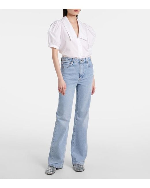 FRAME Blue High-Rise Bootcut Jeans Arrow