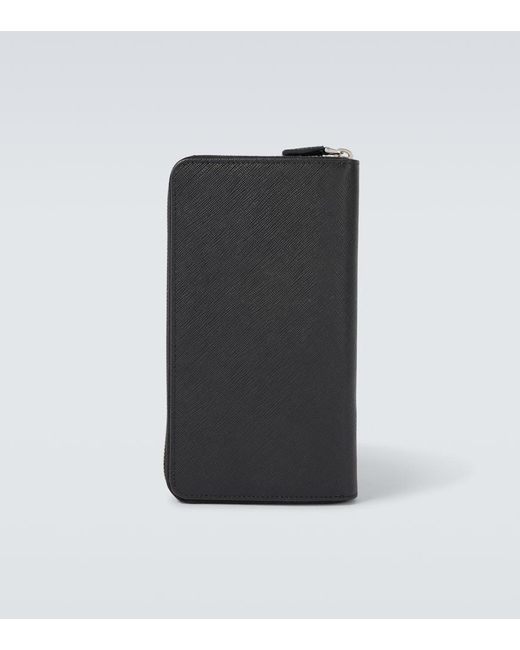 Prada Black Logo Saffiano Leather Wallet for men