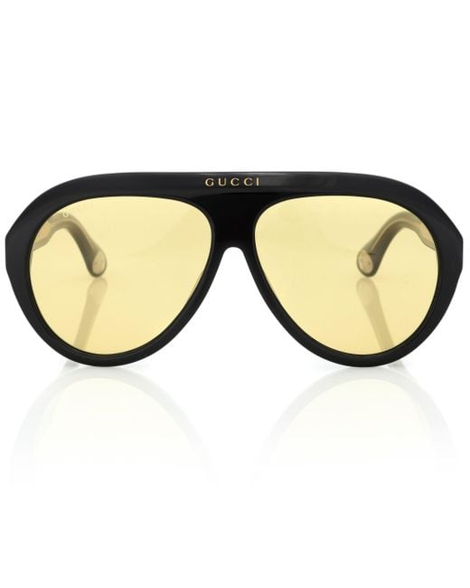 Gucci Black Navigator Acetate Sunglasses