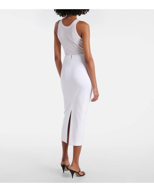 Max Mara White High-Rise-Bleistiftrock Charme Aus Jersey
