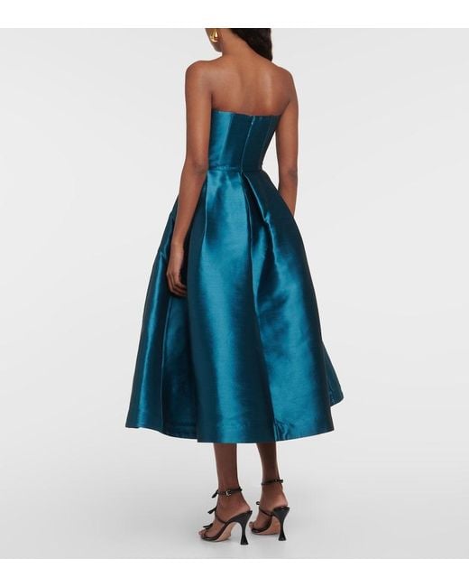 Alex Perry Blue Strapless Faille Midi Dress